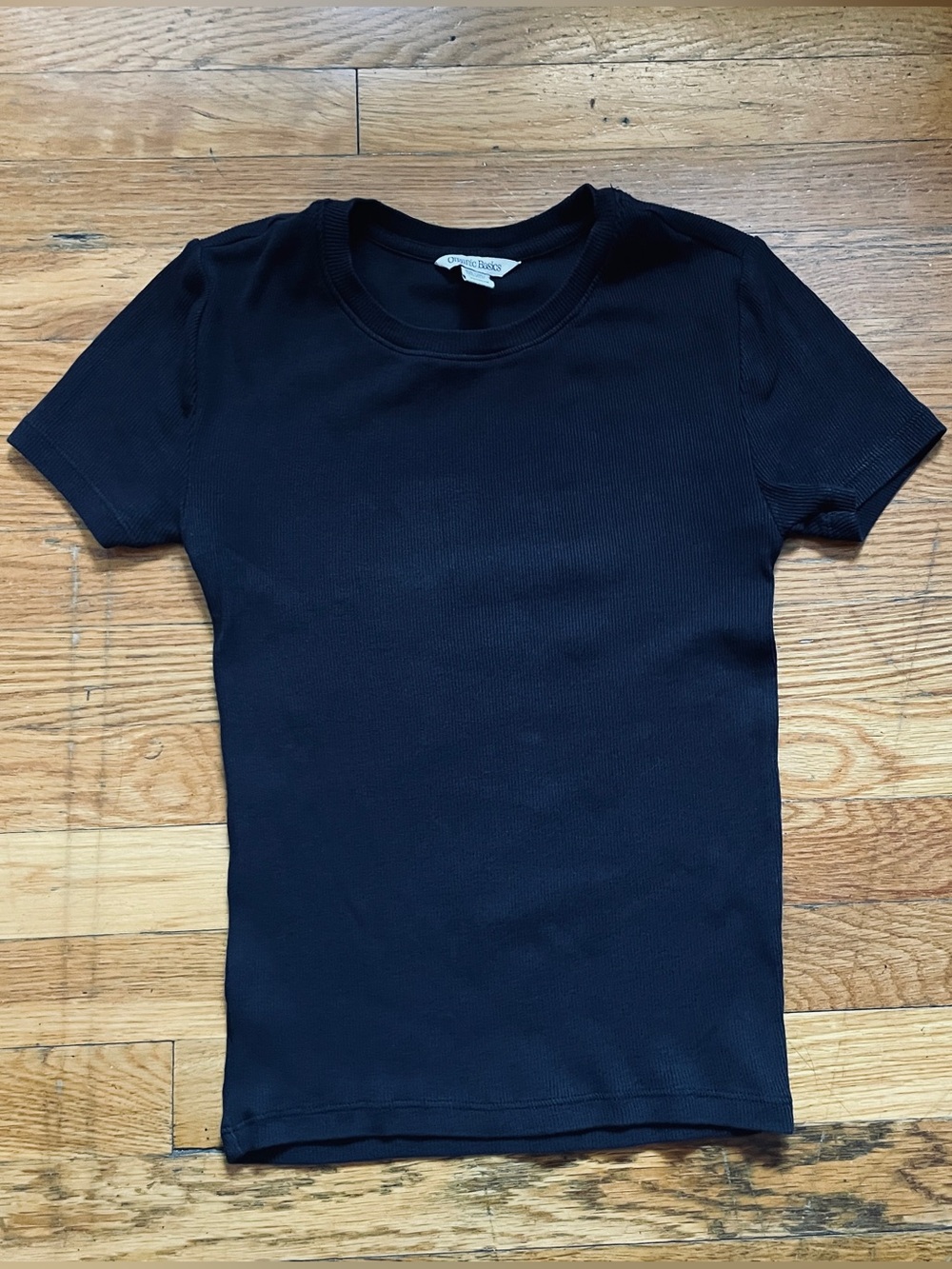 Organic basics cap sleeve baby tee black ribbed cotton